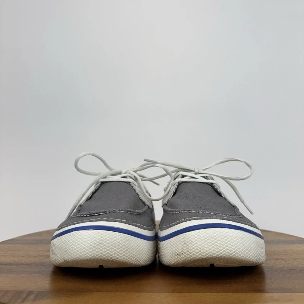 Mens‎ Crocs Hover Gray Canvas Casual Comfort Low Sneakers Boat Shoes Size 12 D